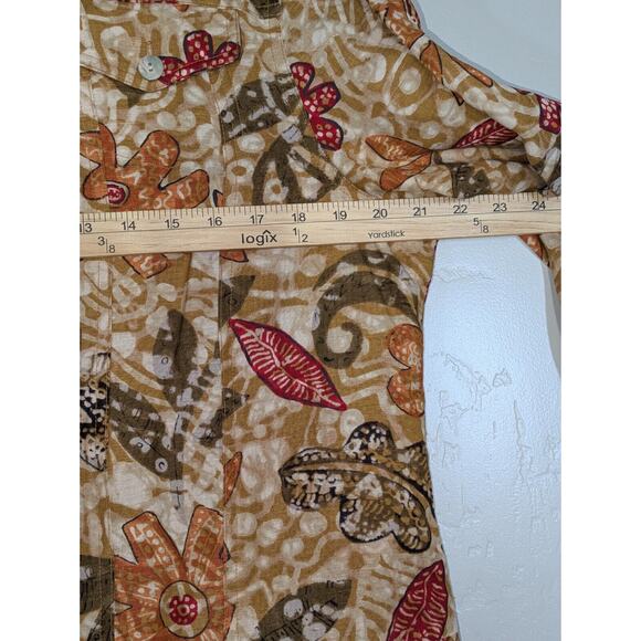 Hearts Of Palm Jacket Womens Size 16 Bohemian Orange Floral Linen Rayon Plus Fal - Picture 5 of 11
